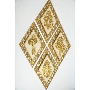 Dart Industries Wall Plaque Set 4271 Gold Diamond Hollywood Regency Excellent